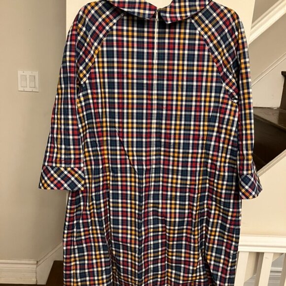 Checked A-Line Dress With Red Buttons - Picture 8 of 8